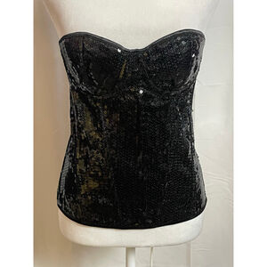 Women's Daisy Corsets Black Sequin Bandeau L